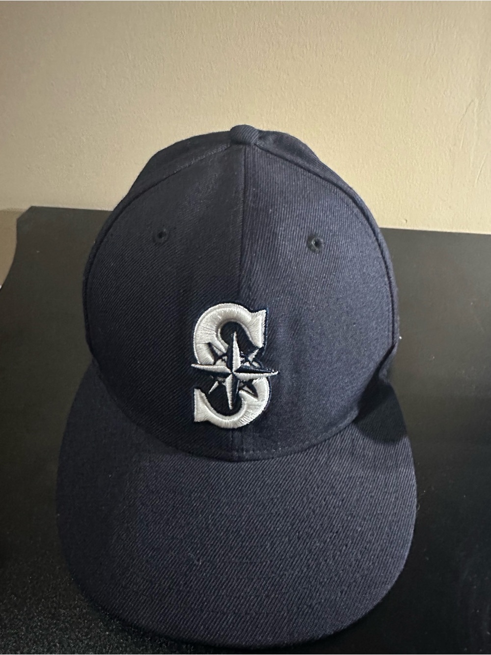Navy S Logo Fitted Baseball Cap